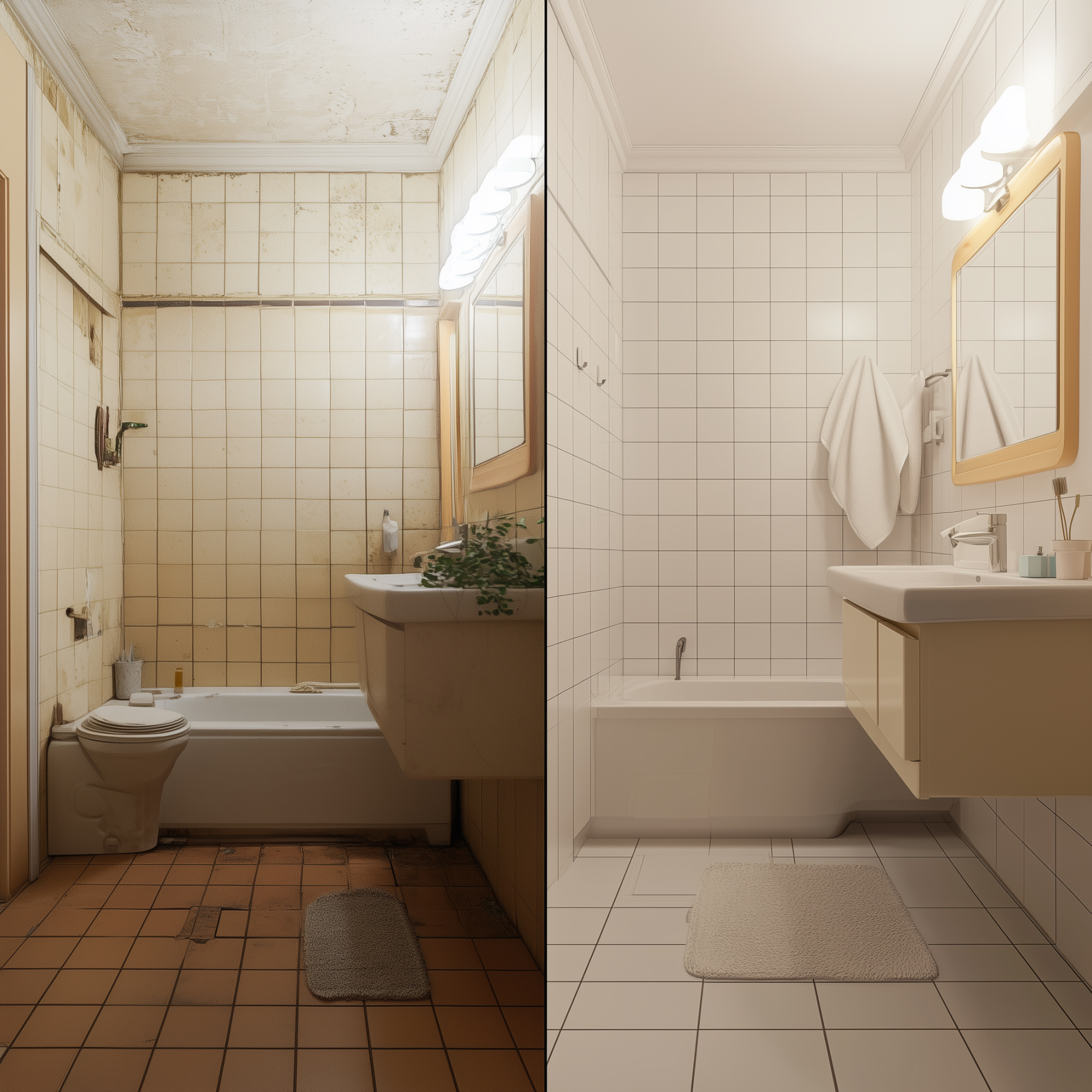 Badezimmer Renovierung vorher und nachher